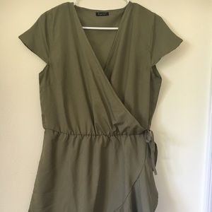 Hunter green faux wrap dress